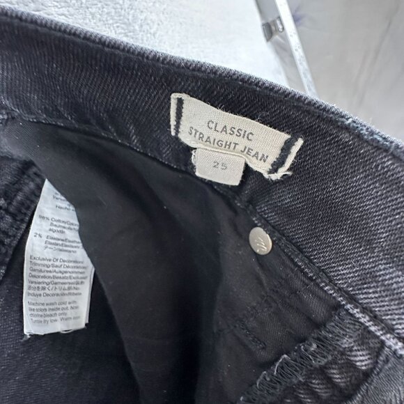 Madewell Classic Straight Leg Jeans Womens Size 25 High Rise Stretch Black - Picture 6 of 13